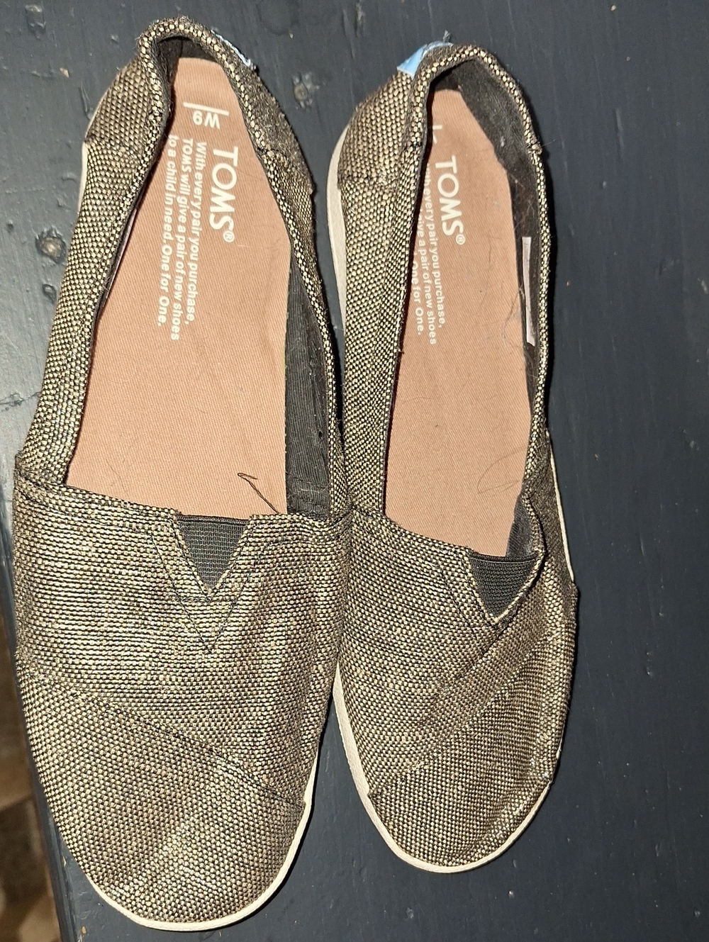 TOMS Metallic Gold Slip-On Flats